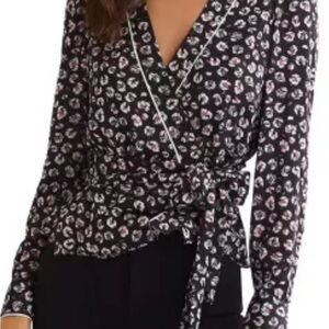 Bailey 44 Black and White Floral Wrap Blouse